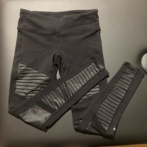 Alo Mid-Rise Black Moto Leggings